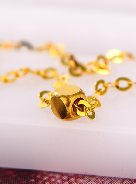 爆款方糖转运珠链戒通体18K黄不掉色AU750戒指软戒网红