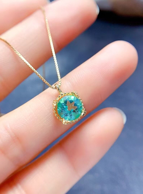 新款925纯银戒托空托吊坠项链开始镶嵌圆形7×7宝石定制加工款式