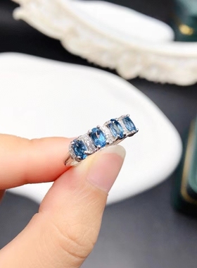 排戒925纯银戒指戒托活圈4粒椭圆3*5/3*4蓝宝石空托银托定制批发