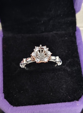 潍坊宝石城925银戒托双色一克拉