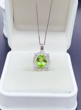 925纯银吊坠空托项链挂件来石镶嵌椭圆8×10橄榄宝石定制加工银托