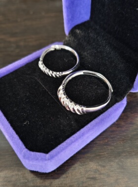 925纯银情侣对戒刻字定制