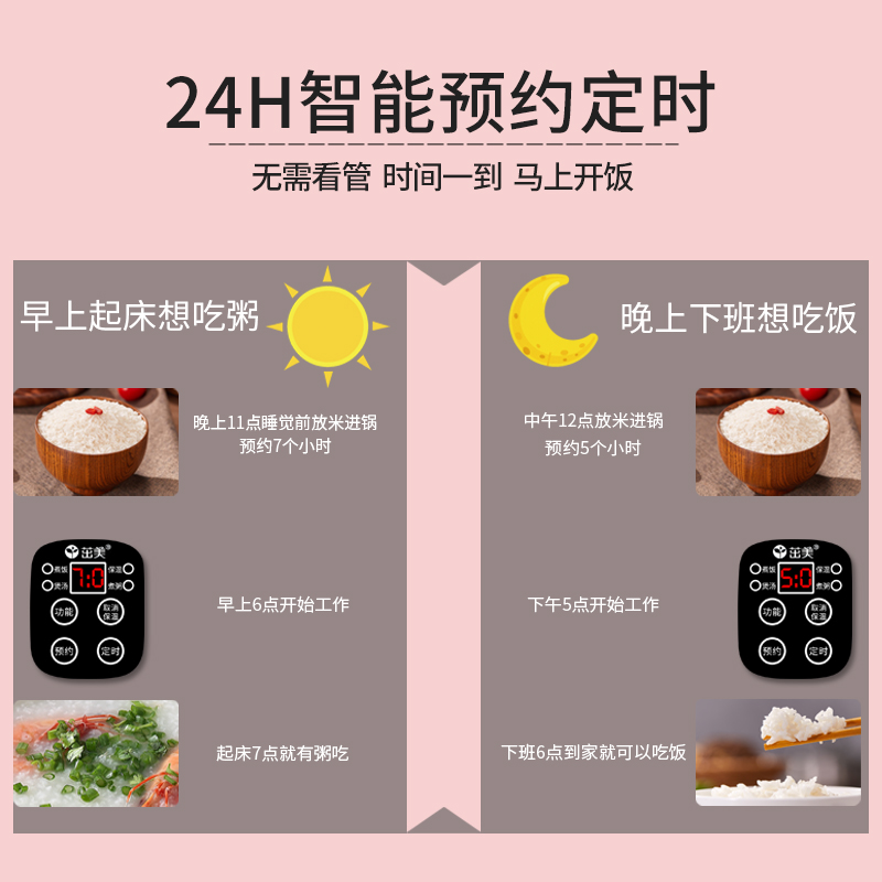 竞先电器专营店茁美智能电饭煲迷你1-2人宿舍熬粥家用电煮饭锅小型多功能全自动3