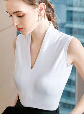 格仕澜春新款假领子女百搭假领装饰修身显瘦V领甜美打底衫上衣