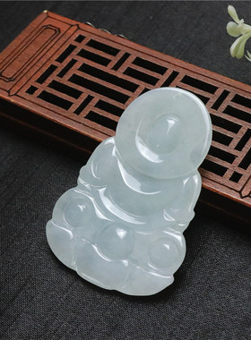 品质糯冰种正品天然翡翠观音菩萨吊坠缅甸A货手工艺品玉坠挂饰