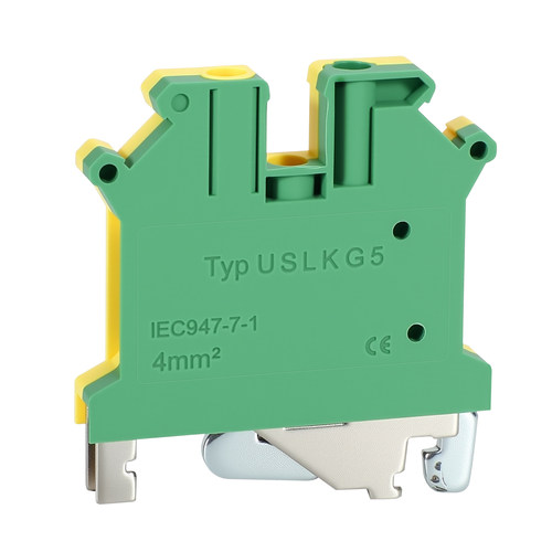 黄绿接地端子USLKG-6/2.5/3/5/10N平方UK黄绿双色导轨地线接线排 - 图3