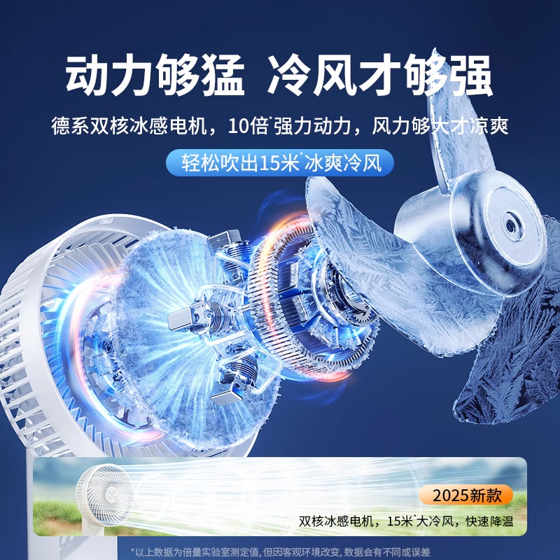 2025新款充电风扇超长续航夹子式小型usb便携制冷小电风扇大风力强车载静音学生宿舍床上空调办公室桌面户外