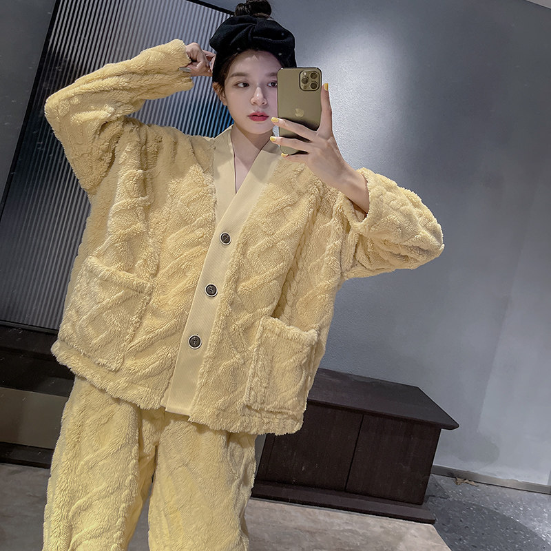 2021年新款秋冬款珊瑚绒春秋季睡衣 pxfc睡衣/家居服套装