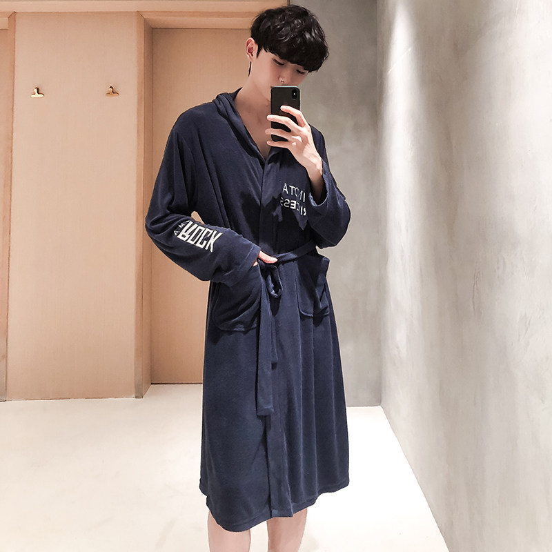 春秋加长款ins风竹纤维毛巾料裕袍 pxfc睡袍/浴袍