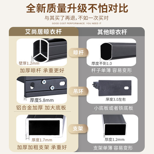 侧装晾衣架墙上固定式折叠壁挂阳台晒一根侧面晾衣杆吊杆侧边家用 - 图1