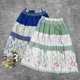 Ethnic style printed high waist skirt for women 2025 summer new sweet elastic waist pure cotton mid-length A-line skirt