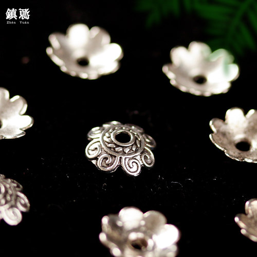 藏银花托圆珠隔片垫片文玩配饰半成品手链手工文玩手串饰品配件 - 图2