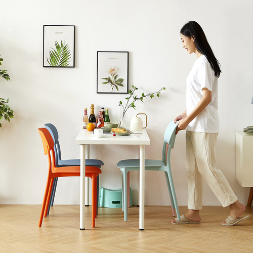 咖啡店椅子白色洽谈餐椅学生学习凳子家用靠背椅餐厅现代简约北欧 - 图1