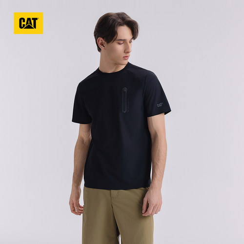 【凉感】CAT卡特25夏季新品男士户外美式合体压胶短袖反光设计T恤 - 图0