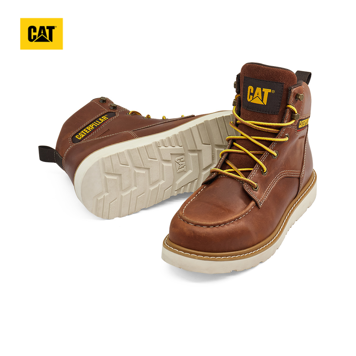 CAT卡特25秋冬新品男士牛皮高帮防水登山鞋增高马丁靴商场同款-图3