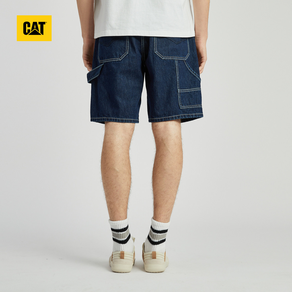 CAT卡特夏季男户外明线工艺直筒宽松牛仔短裤全棉休闲裤,淘宝优惠券,粉丝福利购,淘宝优惠卷