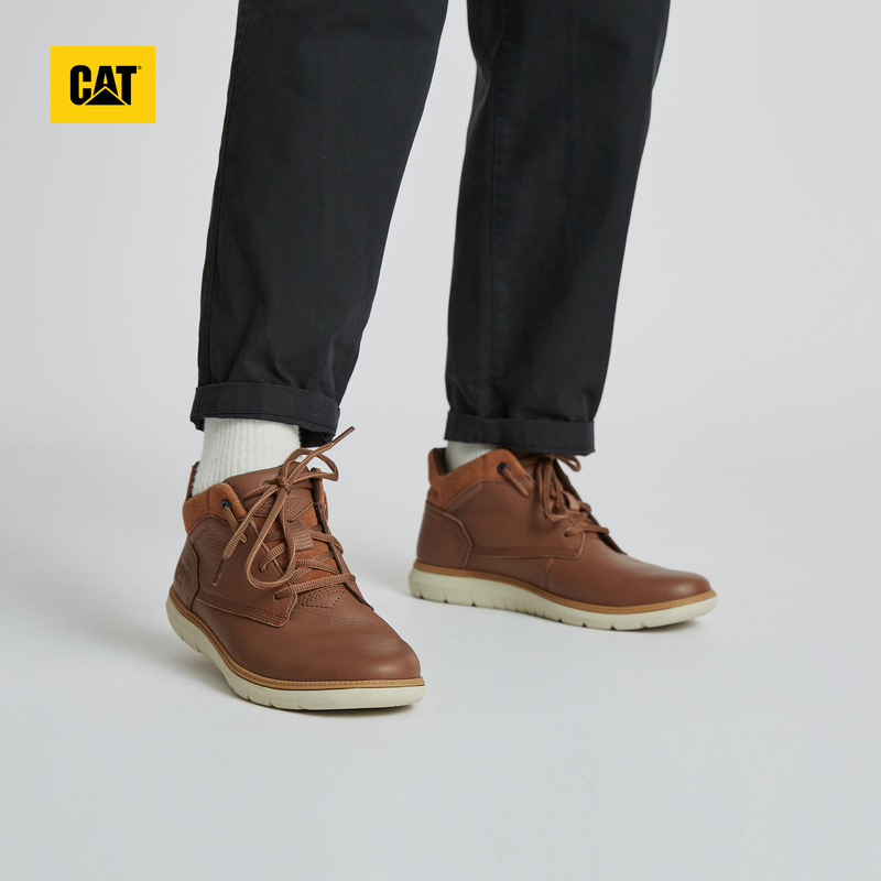 CAT卡特春夏新款男士舒适出行牛皮防滑工装靴休闲低靴商场同款 - 图0