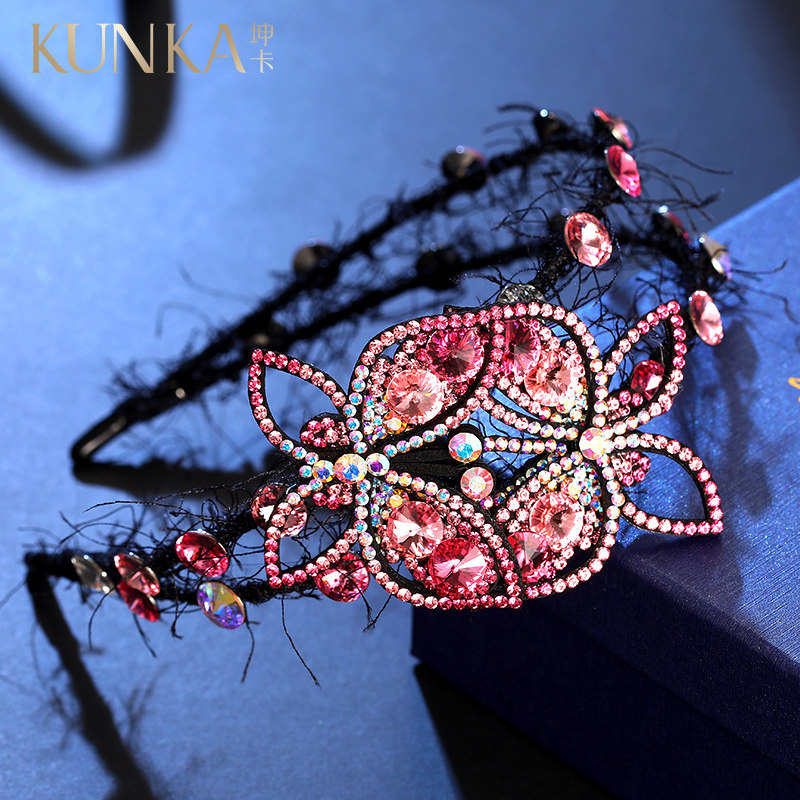 施华奥钻女水钻头箍宽边水晶发箍 坤卡发饰