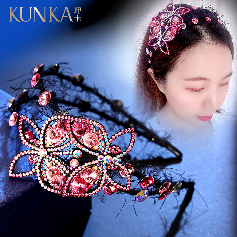 施华奥钻女水钻头箍宽边水晶发箍 坤卡发饰