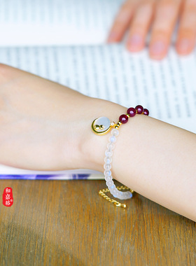 原创设计风玻璃体月光石紫牙乌