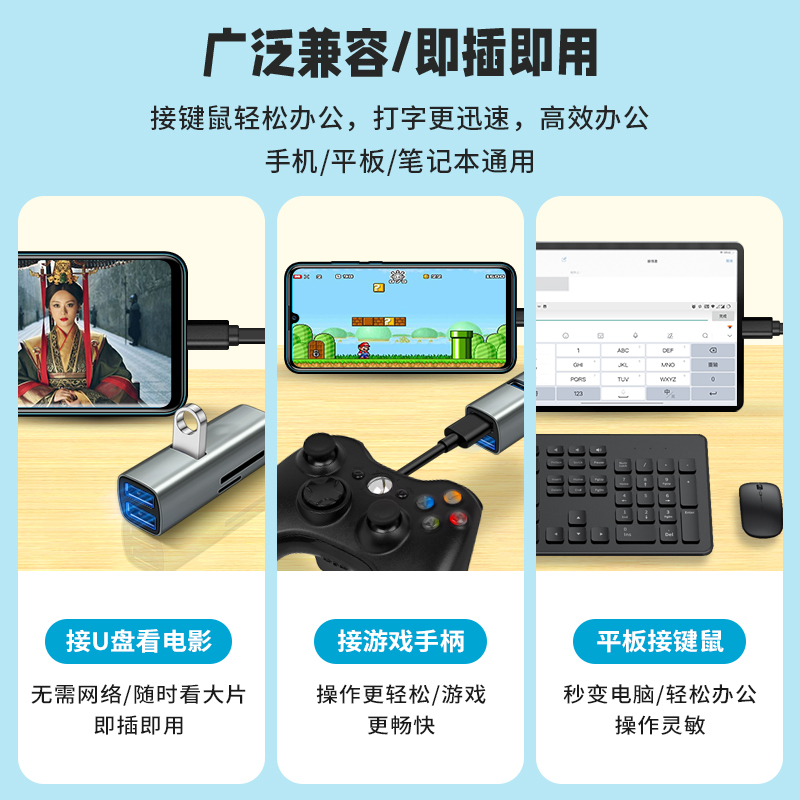 五合一读卡器USB3.0接口多功能OTG手机转换器SD相机内存卡TF卡Type c平板电脑适用苹果华为小米联想Pro笔记本 - 图2