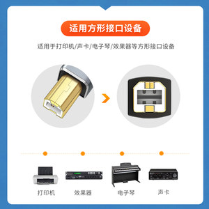 TYPE-C转方口USB数据线OTG转接头USBC转B接口声卡适用华为小米三星手机连接线雅马哈midi电钢琴内录线电子鼓