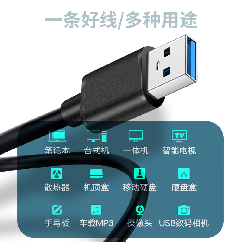 双头usb3.0数据线两端公头硬盘两头一样公对公笔记本散热器双向usd传输线转接头接口usp延长两边都是usb插头 - 图1