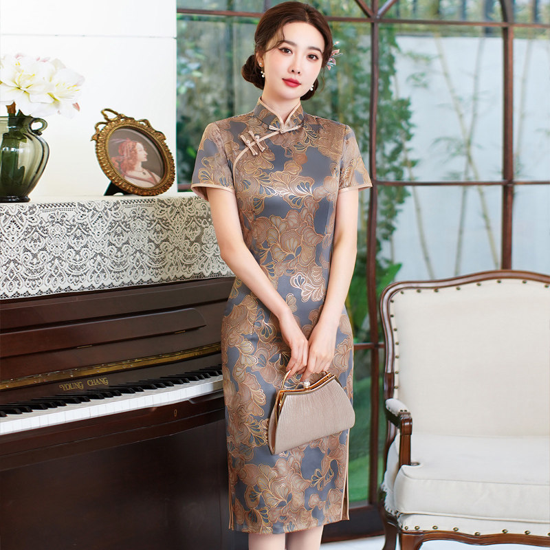 2022春夏新款旗袍裙中长款小个子 淑女记旗袍