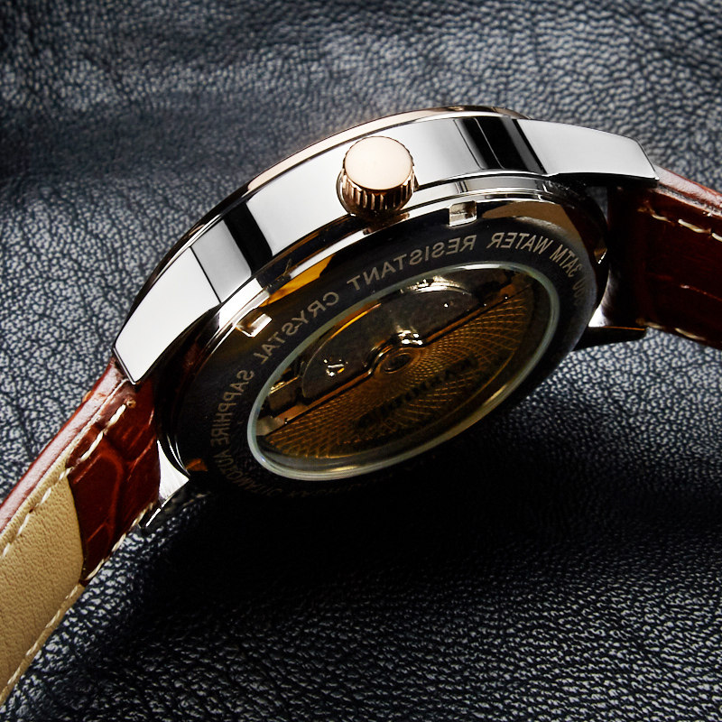 卡诗顿男士真皮带镂空全自动机械表 卡诗顿雅韵国产腕表