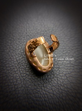 *吉祥玉易坊*18K玫瑰金  新疆和田籽料黄沁   兽面大戒指