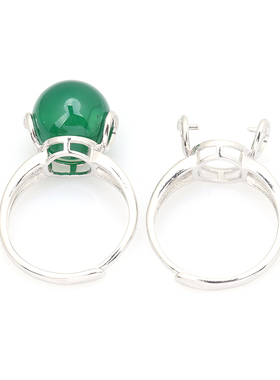 925纯银翡翠珍珠转运珠戒指托