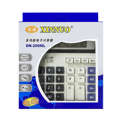 包邮信诺DN-200ML大号按键太阳能计算器12位数商务型办公用计算机 - 图2