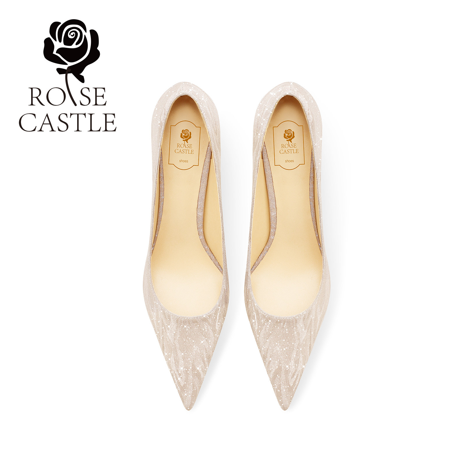 rose castle秀禾婚纱两穿婚鞋女绝美不累脚金色新娘鞋订婚高跟鞋,淘宝优惠券,粉丝福利购,淘宝优惠卷