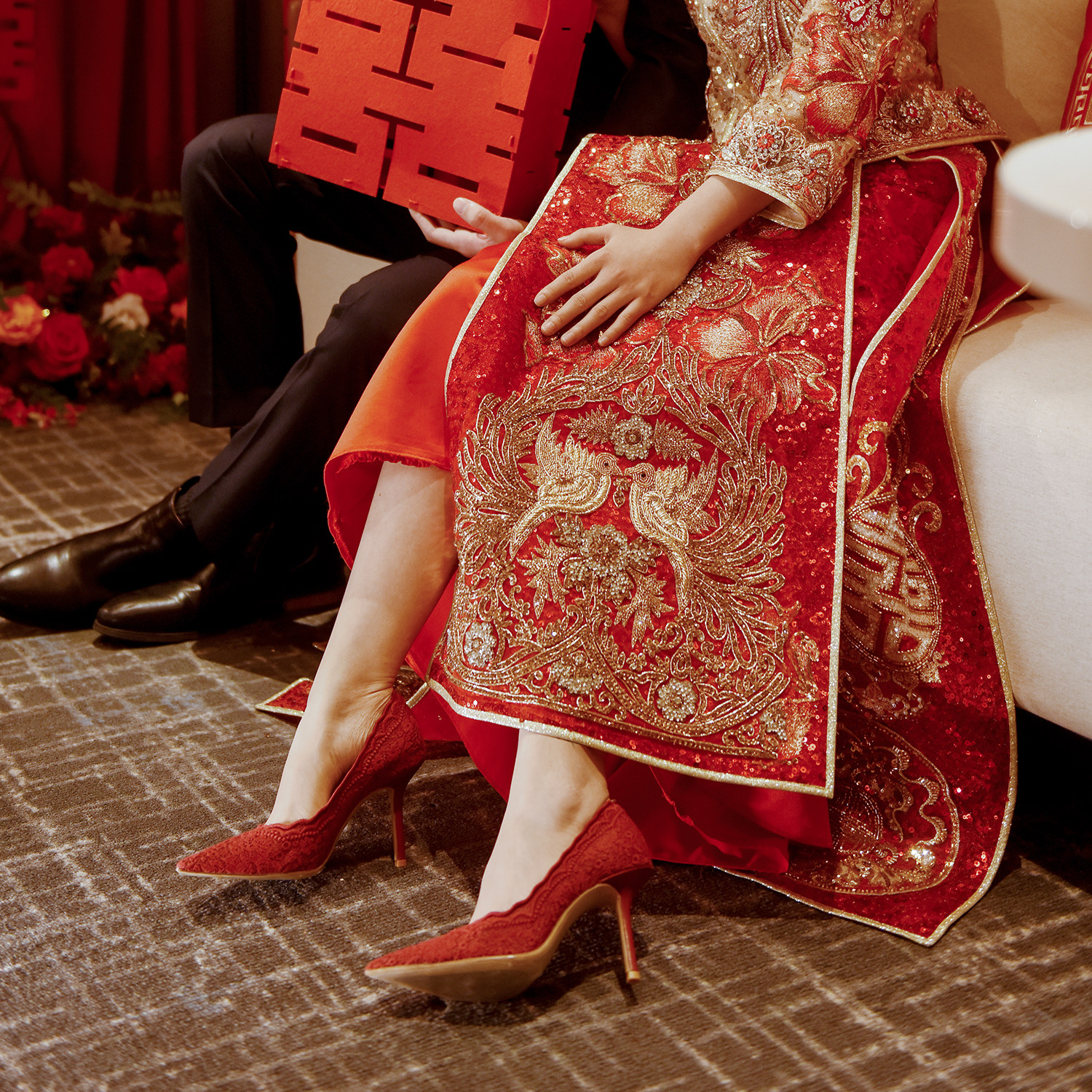 rose castle绝美中式蕾丝婚鞋新娘鞋女秀禾鞋尖头宴会高跟鞋红色,淘宝优惠券,粉丝福利购,淘宝优惠卷