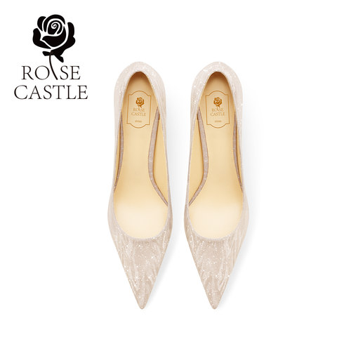 颖儿同款 流影逐波rosecastle水晶婚鞋女秀禾婚纱两穿新娘订婚鞋 - 图0