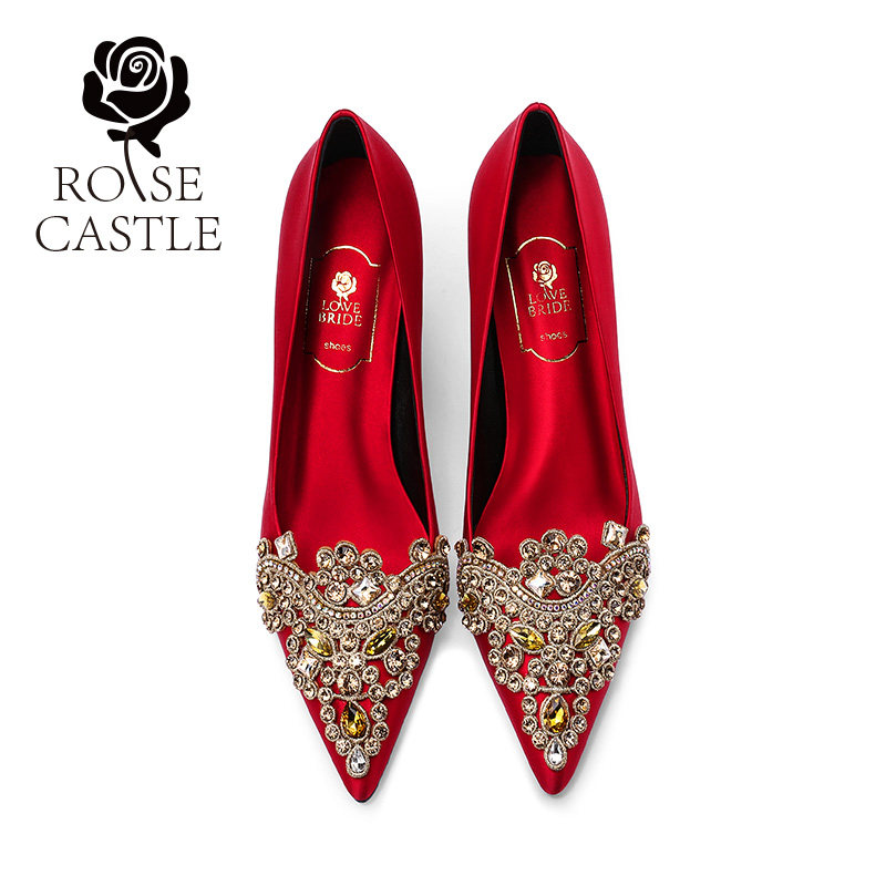 婚宴鞋rosecastle中式红色秀禾婚鞋女新娘高跟鞋结婚新娘敬酒单鞋,淘宝优惠券,粉丝福利购,淘宝优惠卷