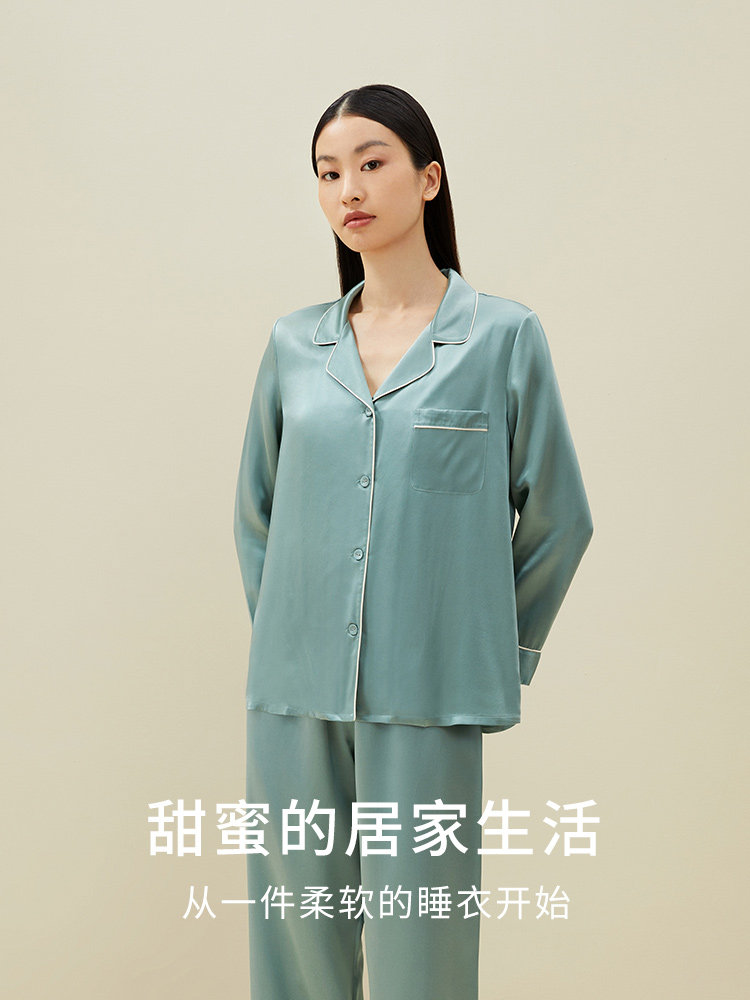 金三塔情侣男女100%桑蚕丝春睡衣 金三塔浙江睡衣/家居服套装