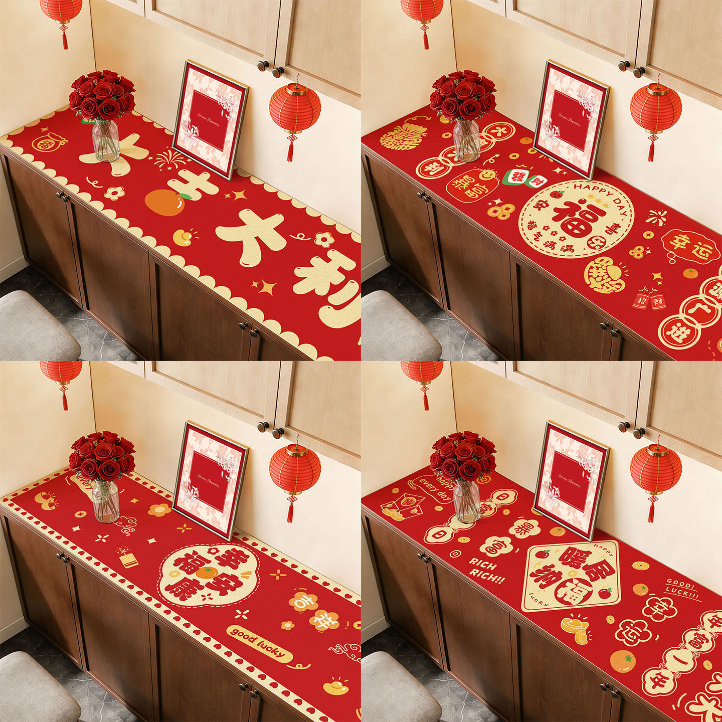 新年红色玄关柜桌垫餐边柜鞋柜垫防水防油电视柜皮革台面保护垫,淘宝优惠券,粉丝福利购,淘宝优惠卷