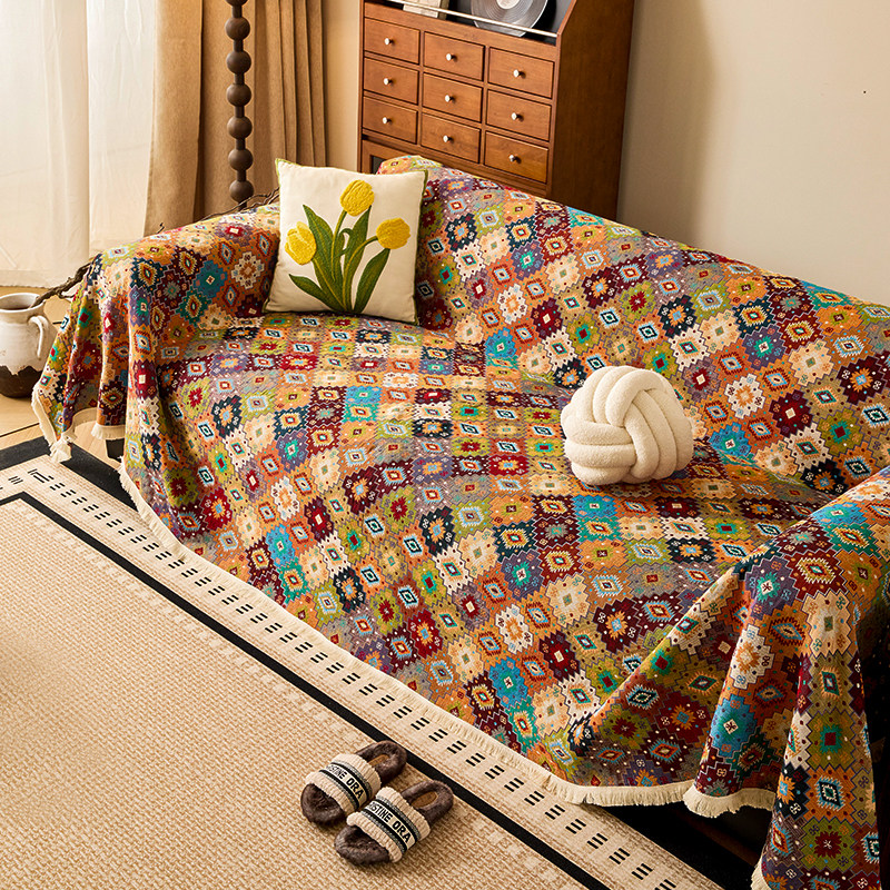 美式棉麻加厚沙发盖巾波西米亚风全包一整张防猫抓沙发套罩沙发垫,淘宝优惠券,粉丝福利购,淘宝优惠卷