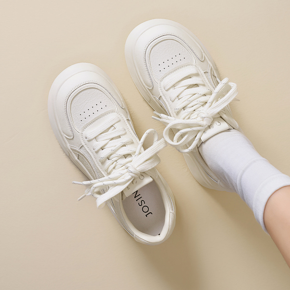 卓诗尼2026年春季新款厚底小白鞋女系带休闲板鞋百搭学生鞋,淘宝优惠券,粉丝福利购,淘宝优惠卷