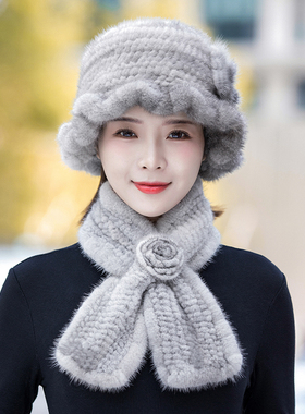 美可韵渔夫女冬季水貂毛帽子