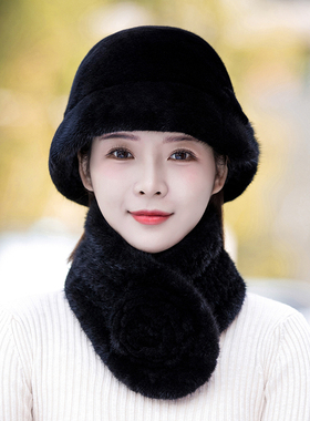 美可韵渔夫女冬季水貂毛帽子