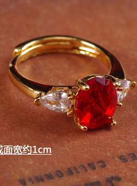 天然虎眼石夸张钛钢铜镀金戒指环