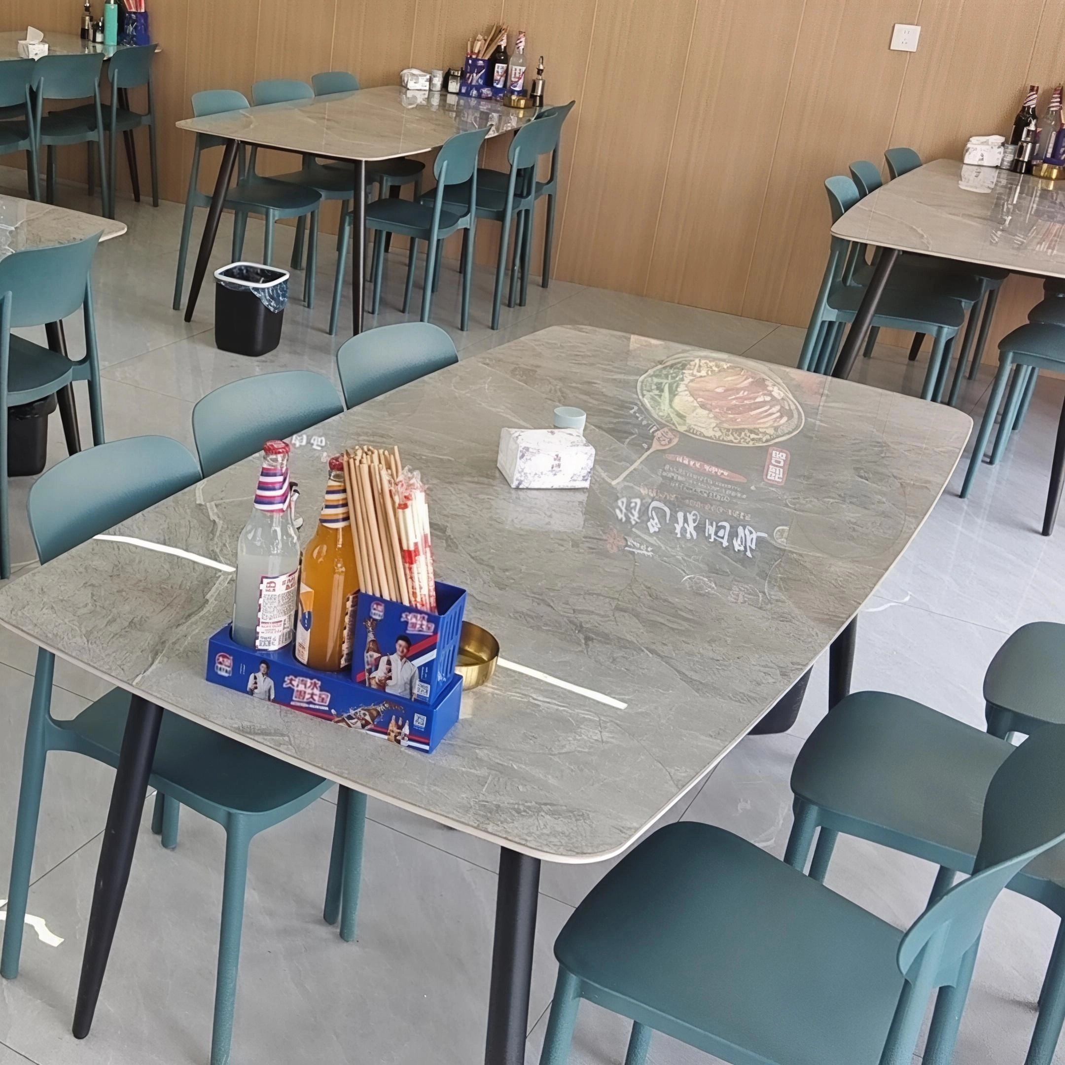 餐饮商用桌子快餐店饭店食堂餐厅小吃店专用长方形岩板餐桌椅组合,淘宝优惠券,粉丝福利购,淘宝优惠卷