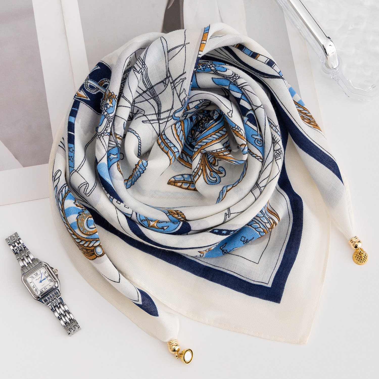 磁吸扣丝巾方巾女系脖高级感围巾春秋冬护颈女2025新款棉麻围巾女,淘宝优惠券,粉丝福利购,淘宝优惠卷