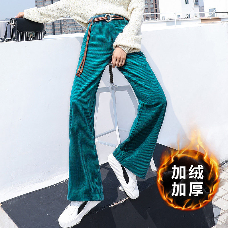 春秋条绒阔腿裤高腰垂感灯芯绒裤子 雪来赛奇休闲裤