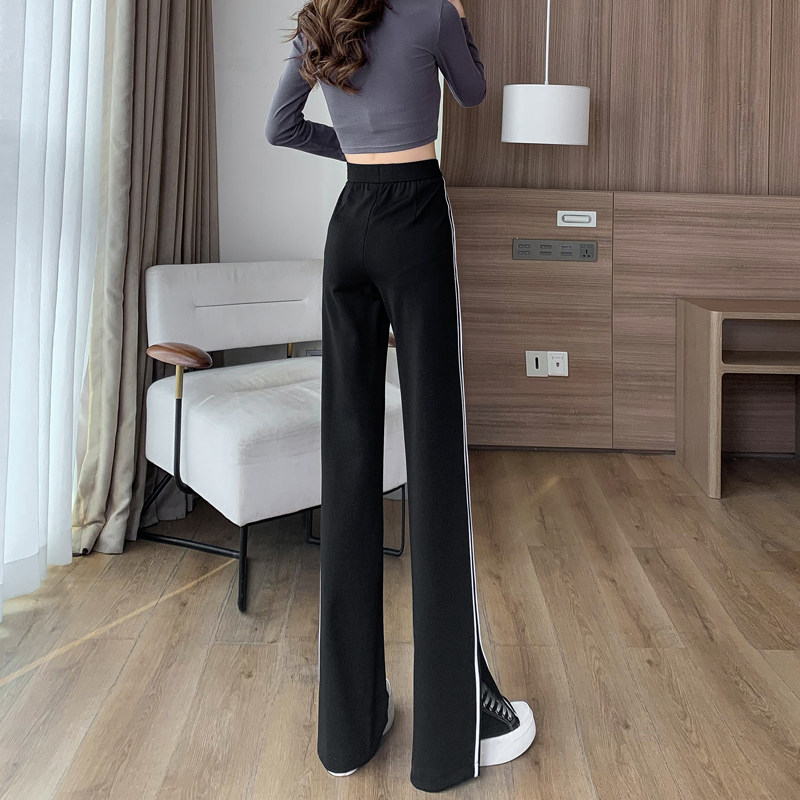 侧条纹开叉阔腿裤2022新款休闲裤子 雪来赛奇休闲裤
