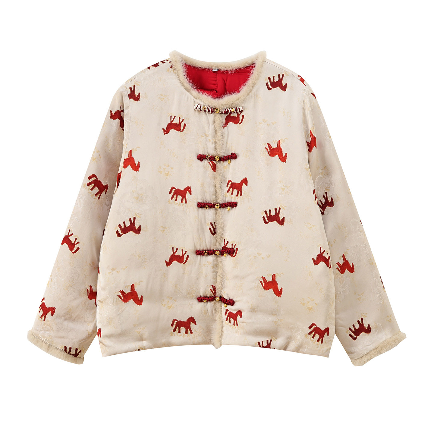 伊诺大码女装本命年小马棉服2026春季年款重工盘扣夹棉外套434001,淘宝优惠券,粉丝福利购,淘宝优惠卷