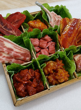 仿真九宫格烤肉 火锅烧烤食材模型展示样品菜盘摆件假烤肉定制