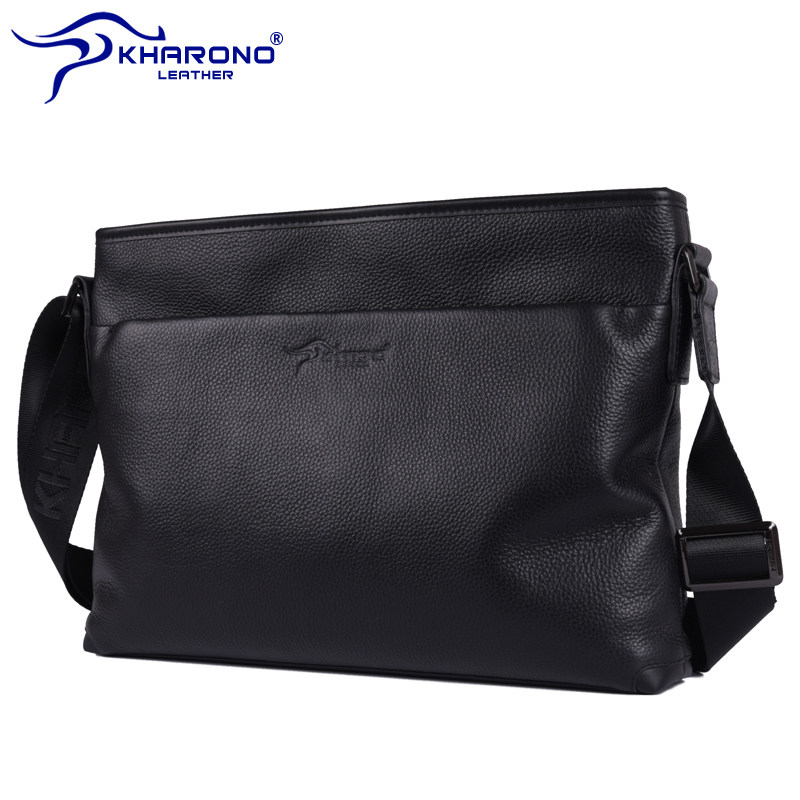 大容量牛皮男士男包横款邮差单肩包 kharono男士包袋